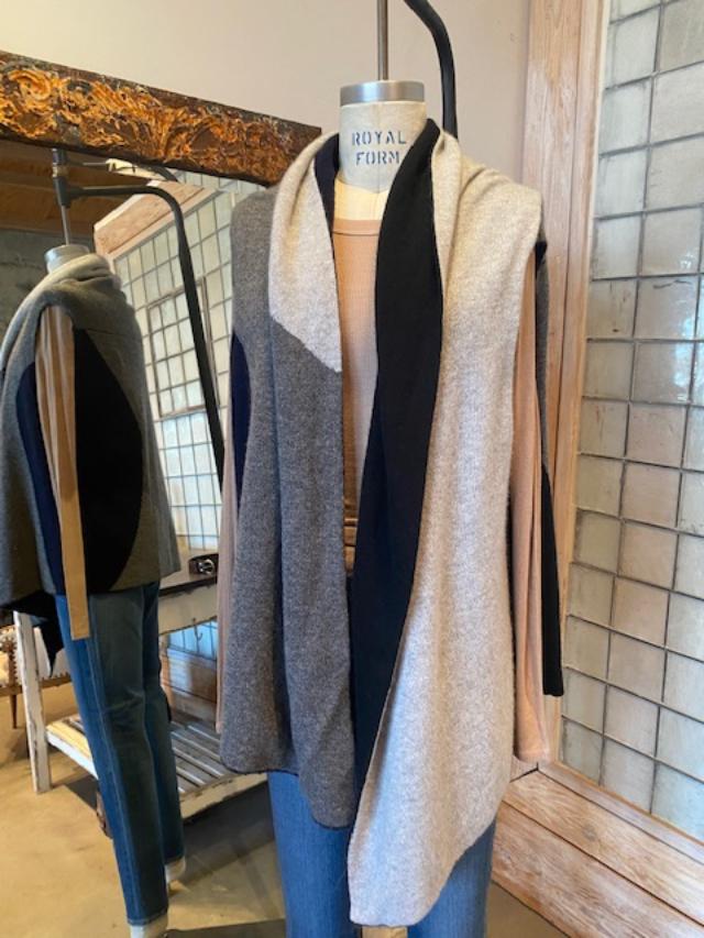 Paychi Guh Reversible Cashmere Color Block Vest