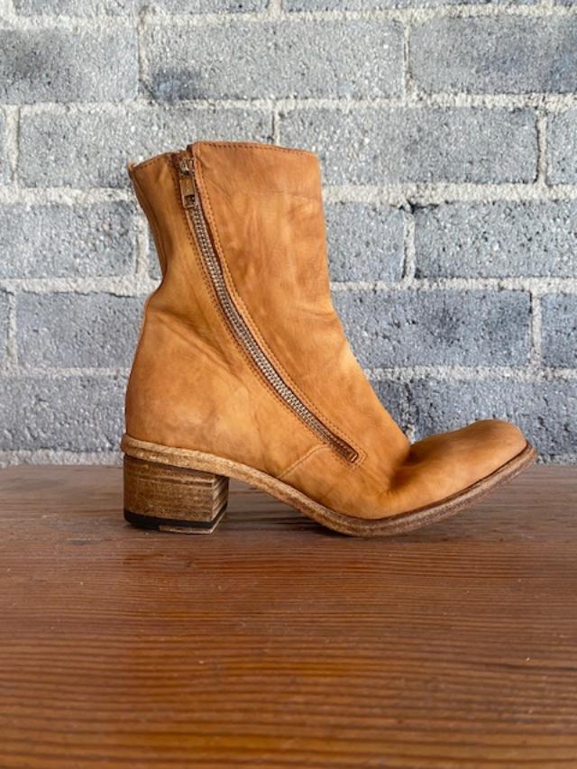Shoto Double Zipper Boot Wood Heel