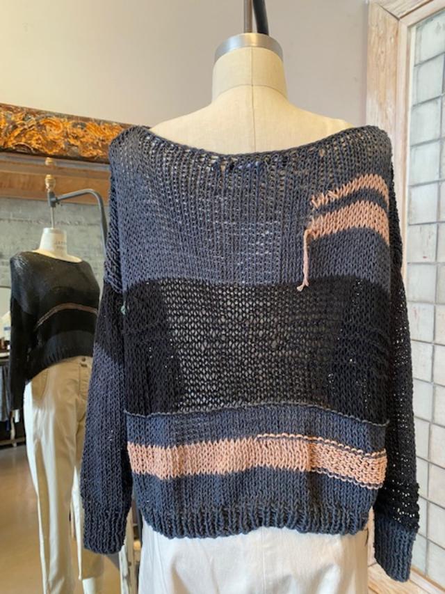 Umit Unal Stripe Cropped Knit Sweater